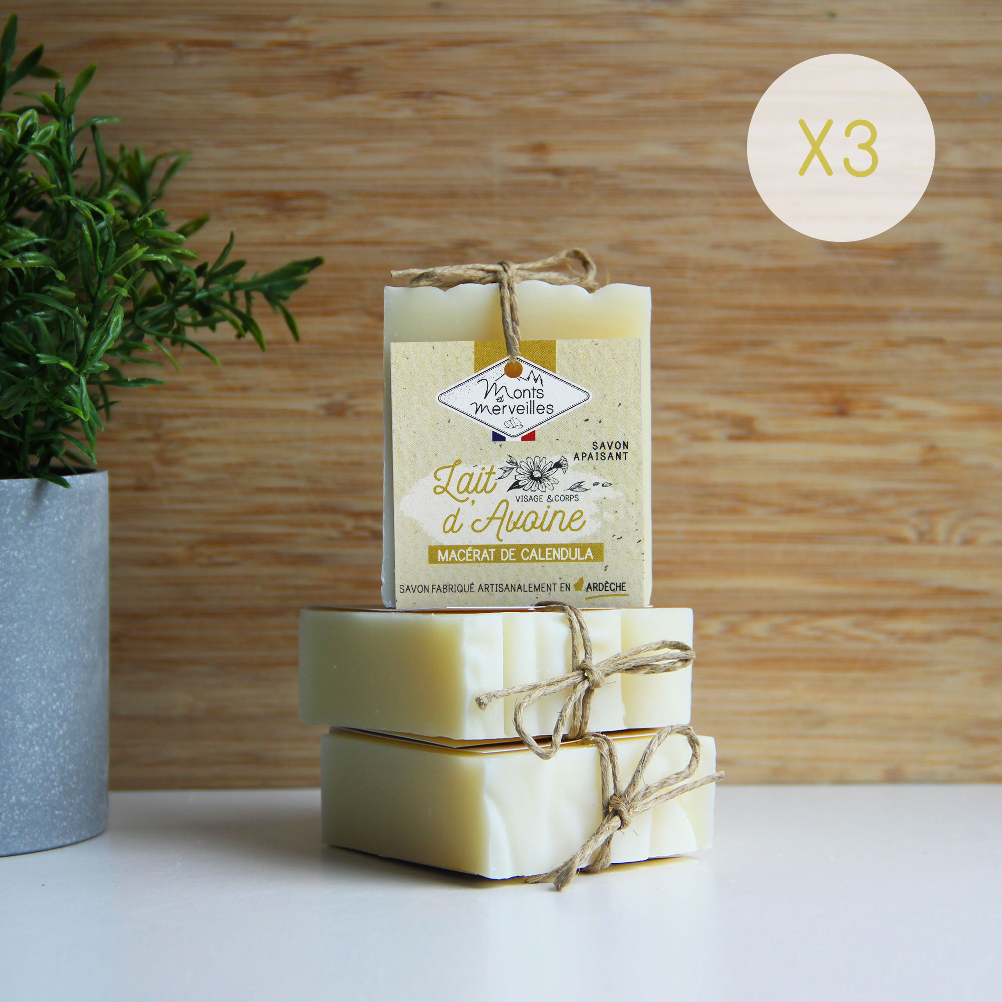 LOT 3 savons apaisant Lait d&rsquo;Avoine – 3 x 100g
