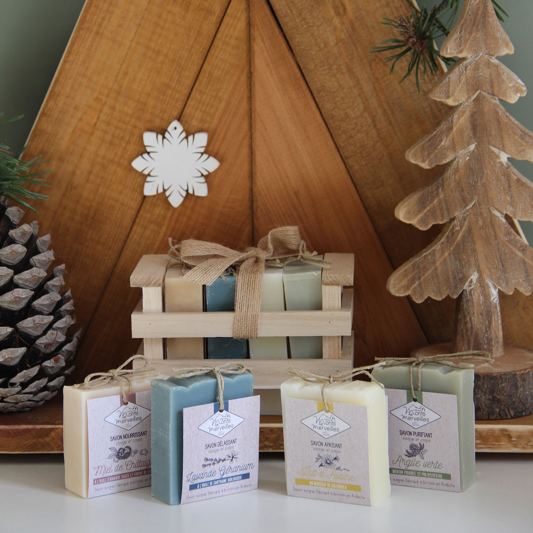 Coffret bois 4 savons de 100 g – Image 2