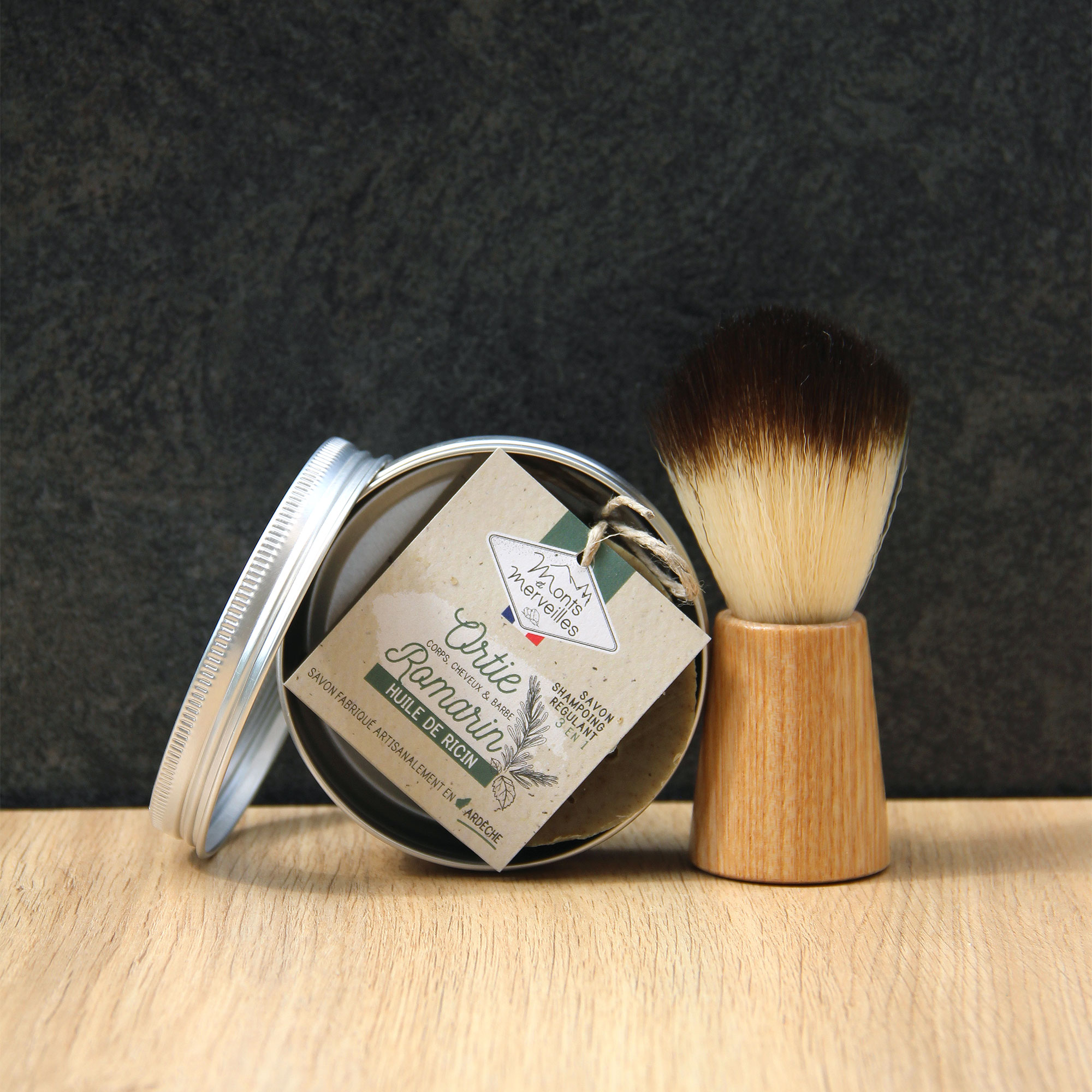 Blaireau-rasage-barbe naturel bois hêtre